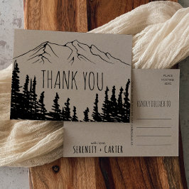 Postal Rustic Woodsy Mountain Gracias