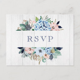 Postal Rústica acuarela Floral Hydrangea Wedding RSVP