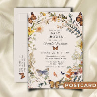 Rústica Floral Mariposa Sexo Neutral Baby Shower