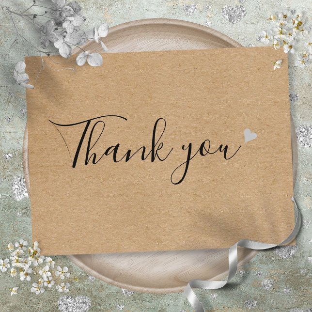 Postal Rústica Kraft Script Business Gracias (Rustic Kraft Script Business Thank You Postcard)