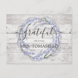 Postal Rústica Lavanda de Madera Ducha Bridal Gracias