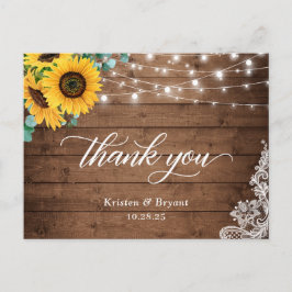 Postal Rústica Madera Cañón de girasol Luces Lace Gracias