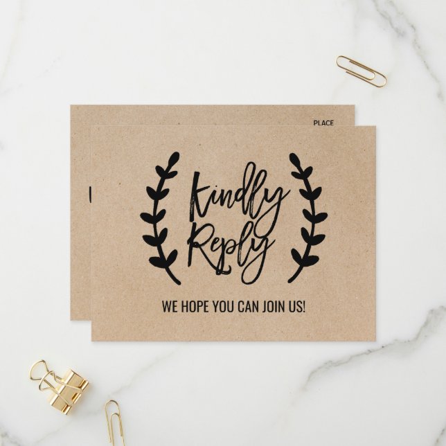 Postal Rústica Moda Faux Kraft Choice RSVP (Anverso/Reverso In Situ)