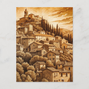 Postal Rústica nostalgia europea toscana de ladera vintag