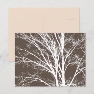 Postal Rústica ramas de árbol blanco marrón