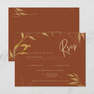 Postal Rústica Terracota GOLD deja boda superpuesta RSVP