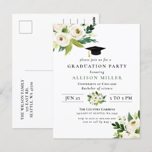 Postal Rústica vegetación moderna Marfil Floral Graduació