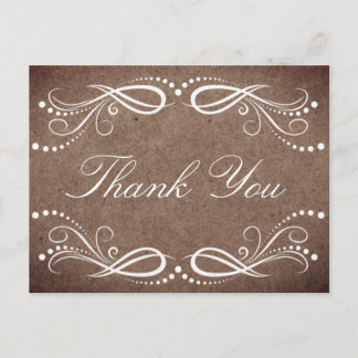 Postal Rústica Wood blanca Floral Vintage Gracias