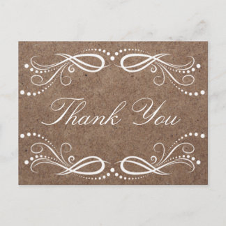 Postal Rústica Wood blanca Floral Vintage Gracias