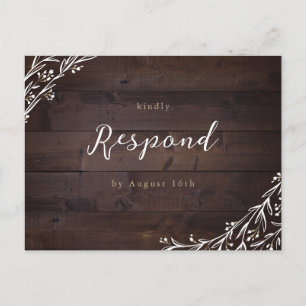 Postal Rústico Barn Wood Boho Floral Country Wedding RSVP