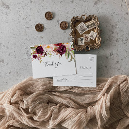 Postal Rústico Boho Colorful Floral Gracias