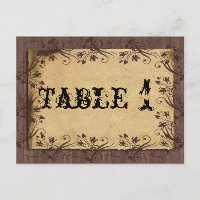 Postal Rústico Campo Barn Wood Beauty Table Number (Anverso)