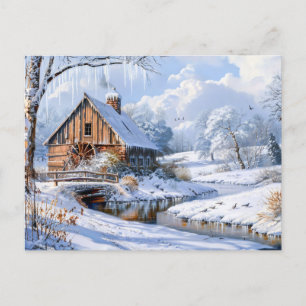 Postal Rústico granero de invierno por corriente congelad