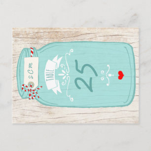 Postal Rústico Mason Jar en Bark Boda ilustrado