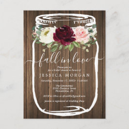 Postal Rústico Mason Jar Fall In Love Bridal Shower