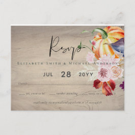 Postal Rústico otoño caída calabazas higos flores Boda