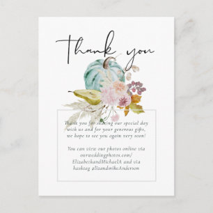 Postal Rústico otoño caída calabazas higos flores Boda