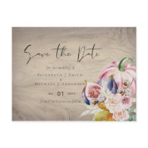 Rústico otoño caída calabazas higos flores Boda