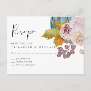 Postal Rústico otoño caída calabazas higos flores Boda