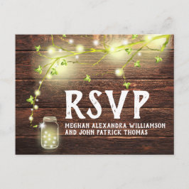 Postal Rústico País Madera Mason Jar String Luces RSVP