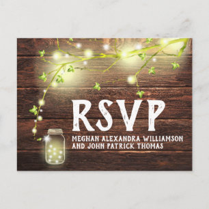 Postal Rústico País Madera Mason Jar String Luces RSVP