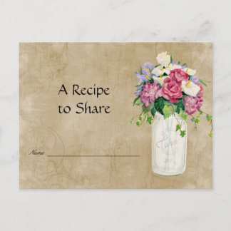 Postal Rústico País Mason Jar Bouquet Bridal Receta
