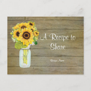Postal Rústico País Mason Jar Flores Sunflower Bouquet