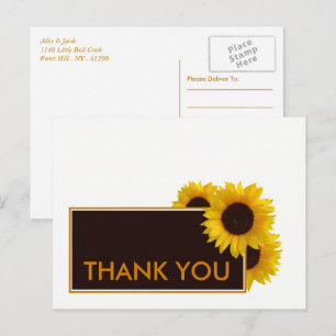 Postal Rústico País Sunflowers - Boda Gracias