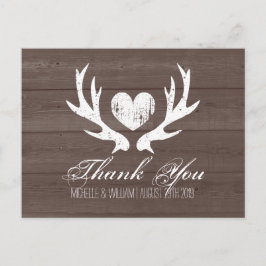 Postal Rústico país venado antler boda gracias a las cart