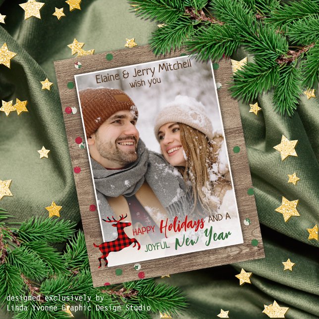 Postal Rústico Patrón de Woodgrain Saludo estacional (Subido por el creador)