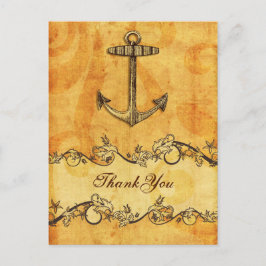 Postal rústico, vintage, ancla náutica gracias