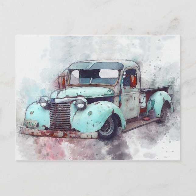 Postal Rusty Old Truck Vintage (Anverso)