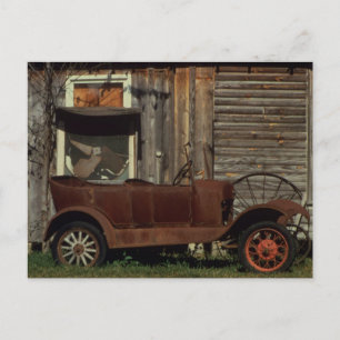 Postal Rusty Viejo Coche - Vintage