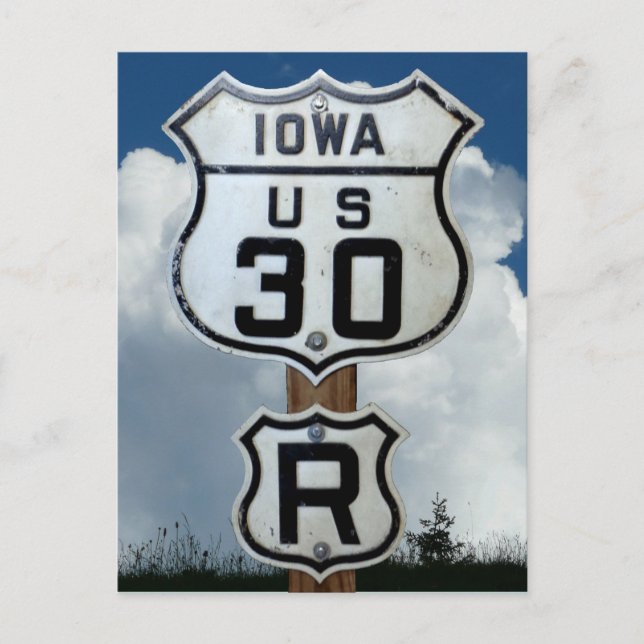 Postal Ruta 30 de EE.UU., Iowa, Rare "R", carretera Linco (Anverso)