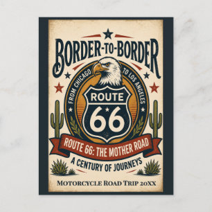 Postal Ruta 66 Americana de Borde a Borde Vintage Persona