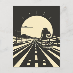 Postal Ruta 66 Clásico Minimalista en Blanco y Negro