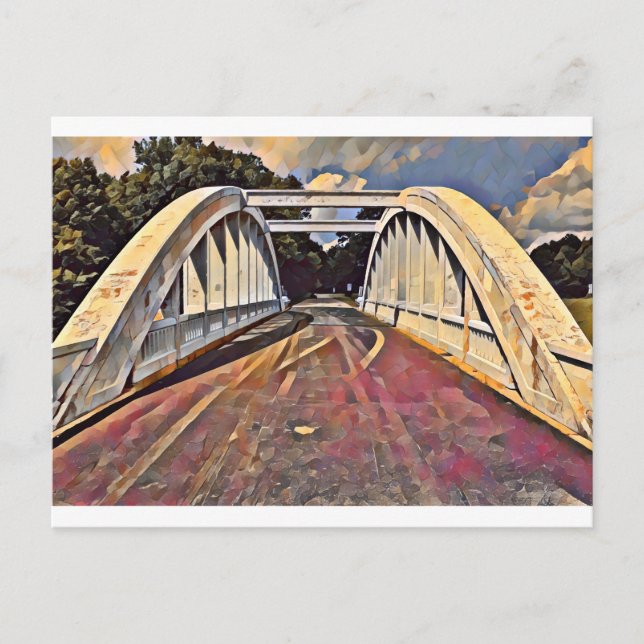 Postal Ruta 66 Kansas - Pintura de petróleo del puente ar (Anverso)