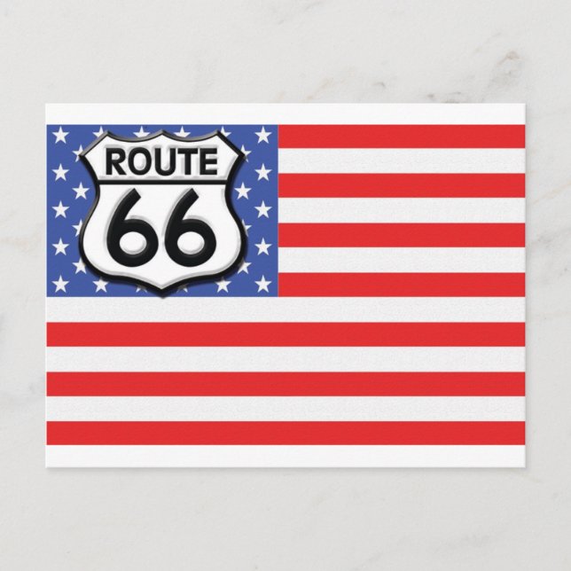 Postal Ruta 66 Patriótica Bandera Americana (Anverso)