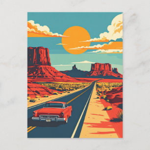 Postal Ruta 66 Retro USA Vintage Americana Viaje