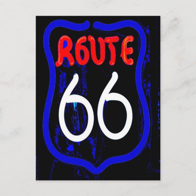 Postal Ruta 66 Rótulo Neón Desde Berwyn Il. (Anverso)