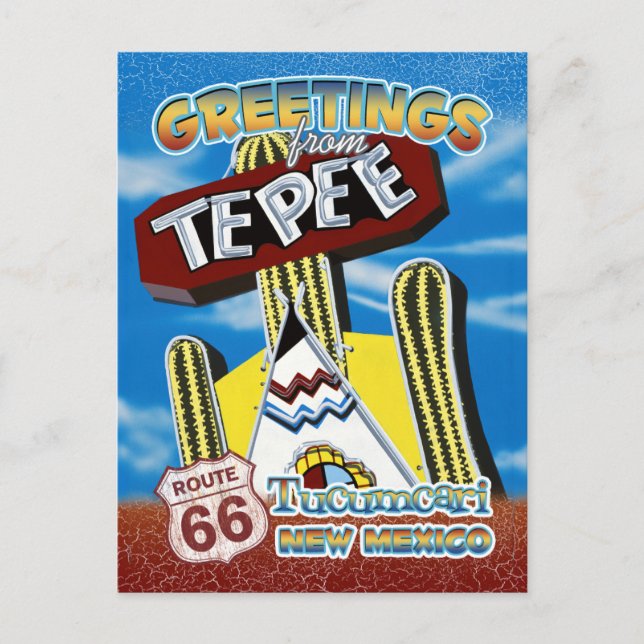 Postal Ruta 66 Saludos Tucumcari Nuevo México Postcard (Anverso)