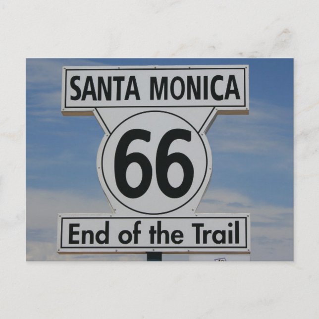Postal Ruta 66 Santa Mónica California (Anverso)
