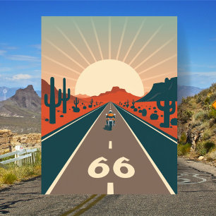 Postal Ruta 66 USA Motocicleta Vintage Viajes