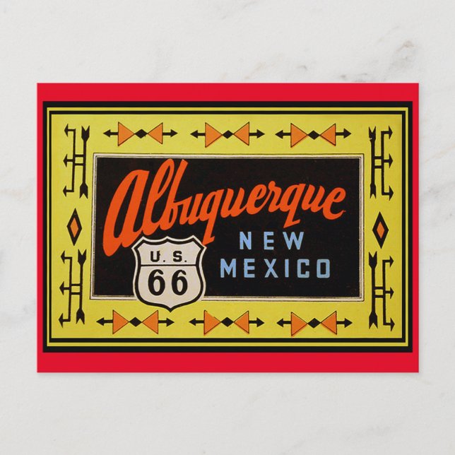 Postal Ruta 66 - Viaje de época Albuquerque Nuevo México (Anverso)