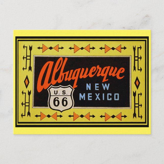 Postal Ruta 66 - Viaje de época Albuquerque Nuevo México (Anverso)