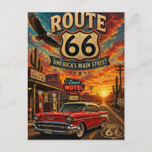 Postal Ruta 66 Vintage La Calle Principal de América Águi