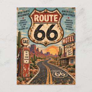 Postal Ruta 66 Vintage Madre del Camino Viaje Retro