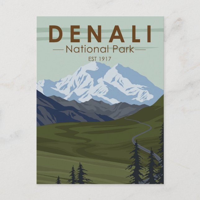 Postal Ruta al parque nacional Denali (Anverso)