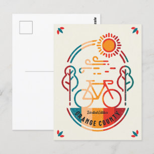 Postal Ruta de ciclismo del Condado de Retro Naranja