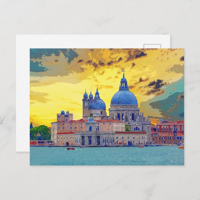 Postal Ruta de la Iglesia Basílica de Venecia Italia #16 (Anverso / Reverso)